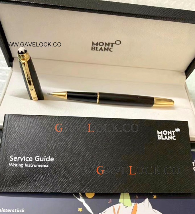 Mont Blanc Le Petit Prince 163 Rollerball Blackwood&Gold Clip